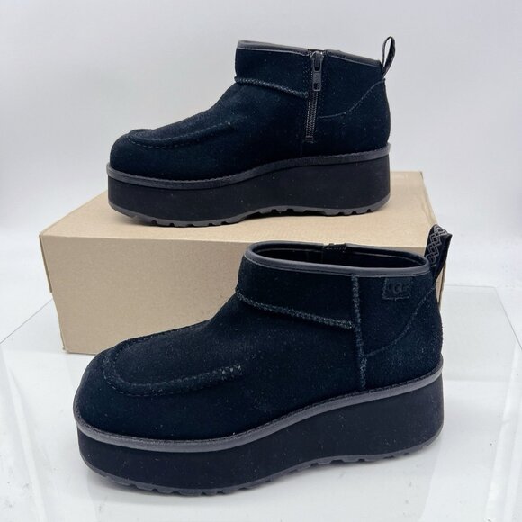 UGG Cityfunc Ultra Mini Platform Water-resistant Suede Boots US 7 EU 38 Black - Picture 2 of 12